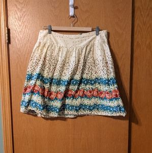 Anthropologie Flowered Skirt Size L